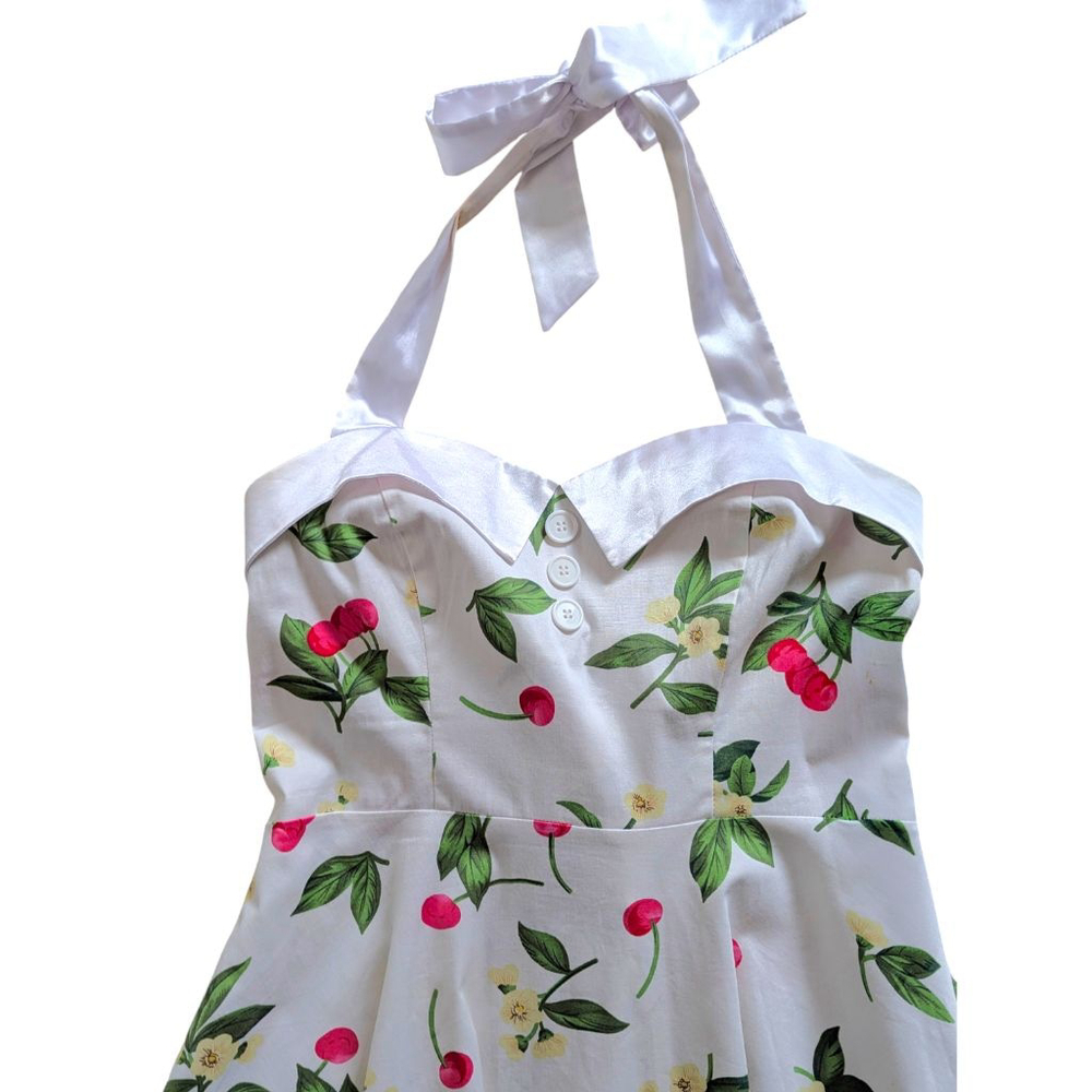 Dressystar 1950s Style Cherry Print Halter Dress - L - Garden Party Pinup - Picture 2 of 16